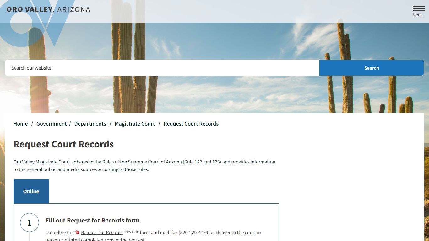 Request Court Records – Oro Valley | it's in our nature