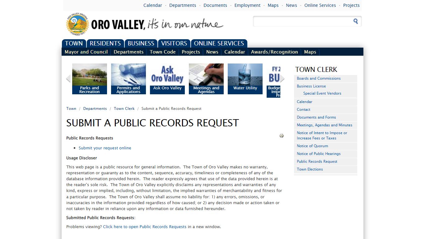 Submit a Public Records Request | Oro Valley