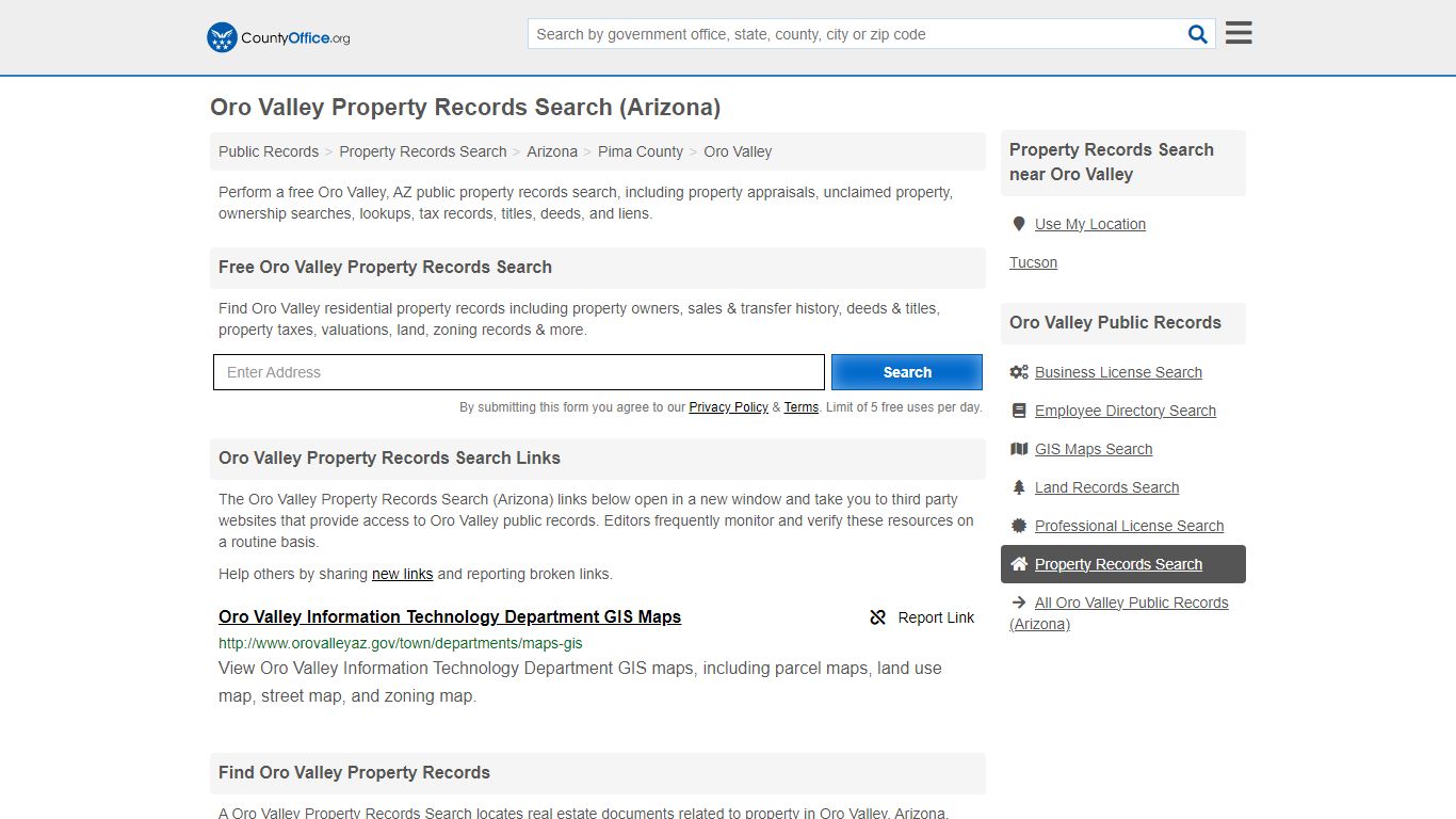 Oro Valley Property Records Search (Arizona) - County Office